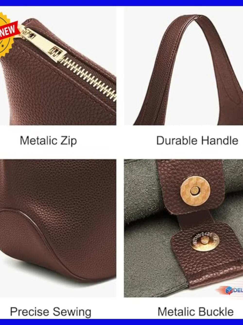 Genuine Leather Hobo Set - Slouchy Shoulder Bag & Tote Purse